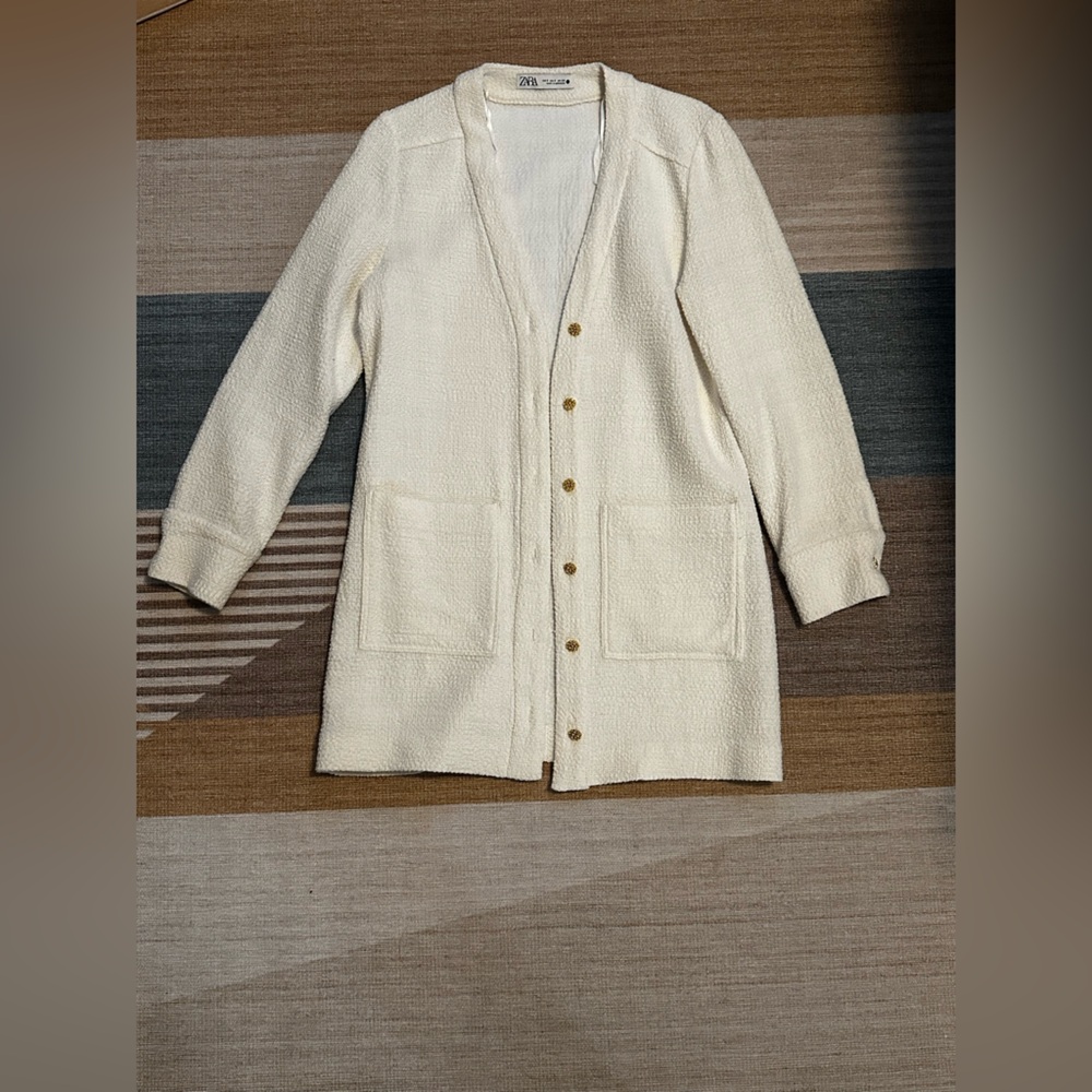 Zara Cream Button-Up Cardigan